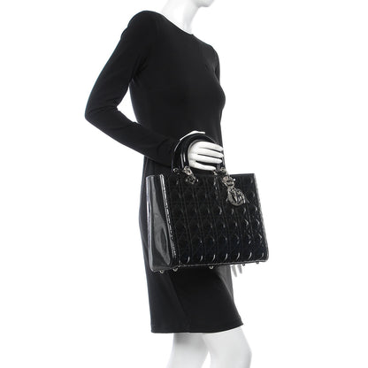 Christian Dior Patent Cannage Large Lady Dior Black 3 of 9