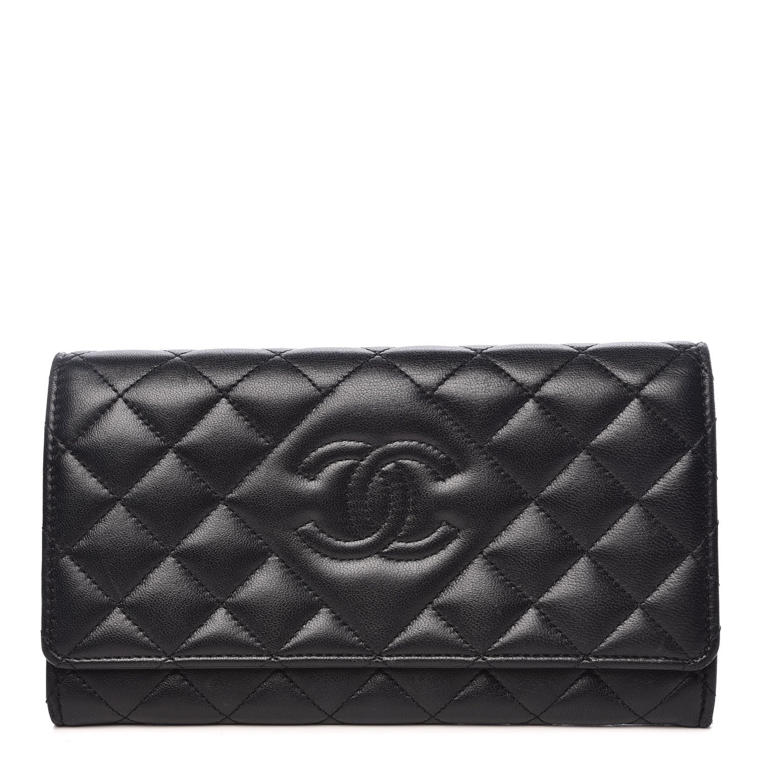 Chanel Lambskin Quilted Large Diamond CC Flap Wallet Black 1 of 14