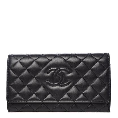 Chanel Lambskin Quilted Large Diamond CC Flap Wallet Black 1 of 14