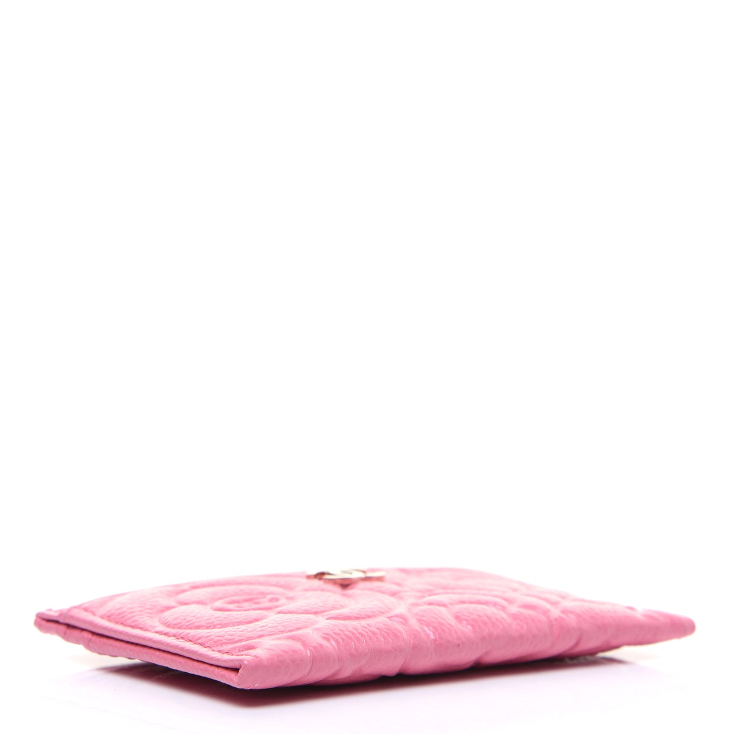 Caviar Camellia Embossed Card Holder Pink