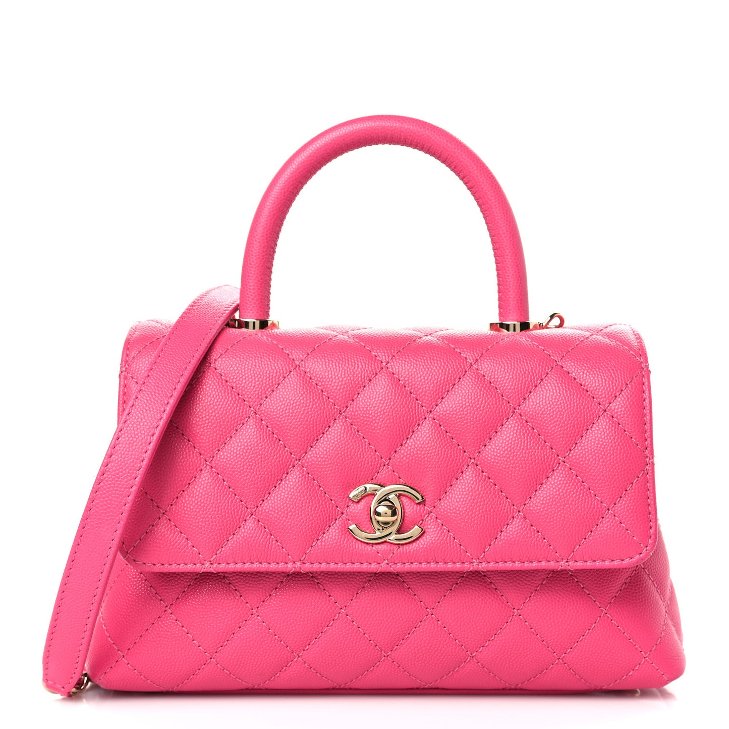 Caviar Quilted Mini Coco Handle Flap Rose