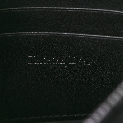 Christian Dior Calfskin Macrocannage Diamond Caro Zipped Pouch With Chain Black 6 of 9