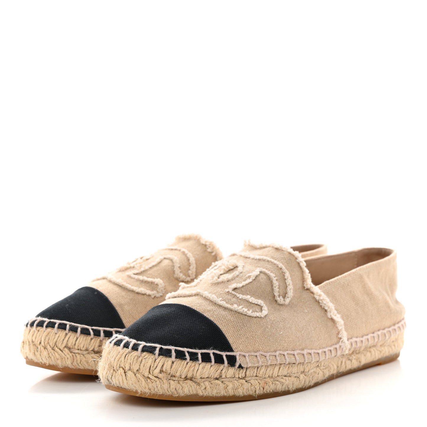 Linen CC Espadrilles 40 Beige Black