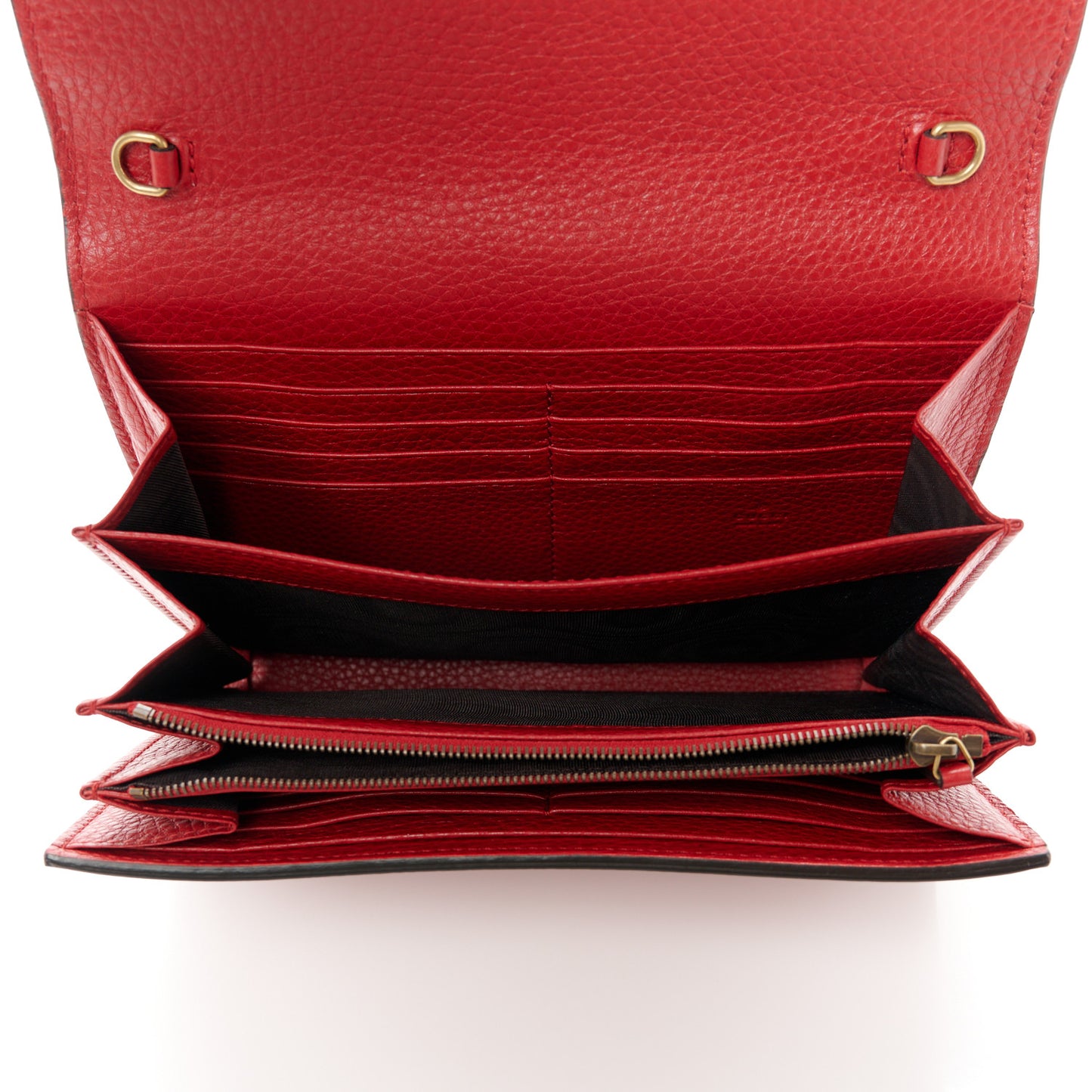 Calfskin GG Marmont Chain Wallet Vulcanic Red