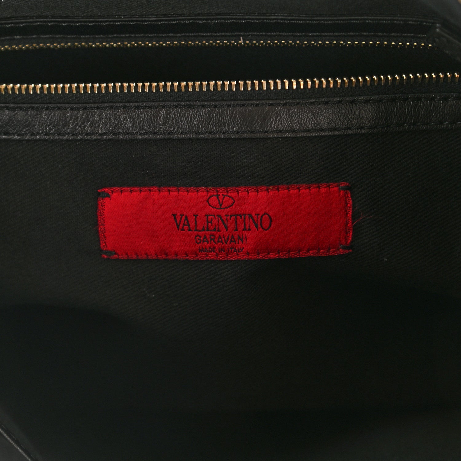 Valentino Garavani Vitello Oversized Rockstud Zip Wristlet Pouch Black 6 of 8