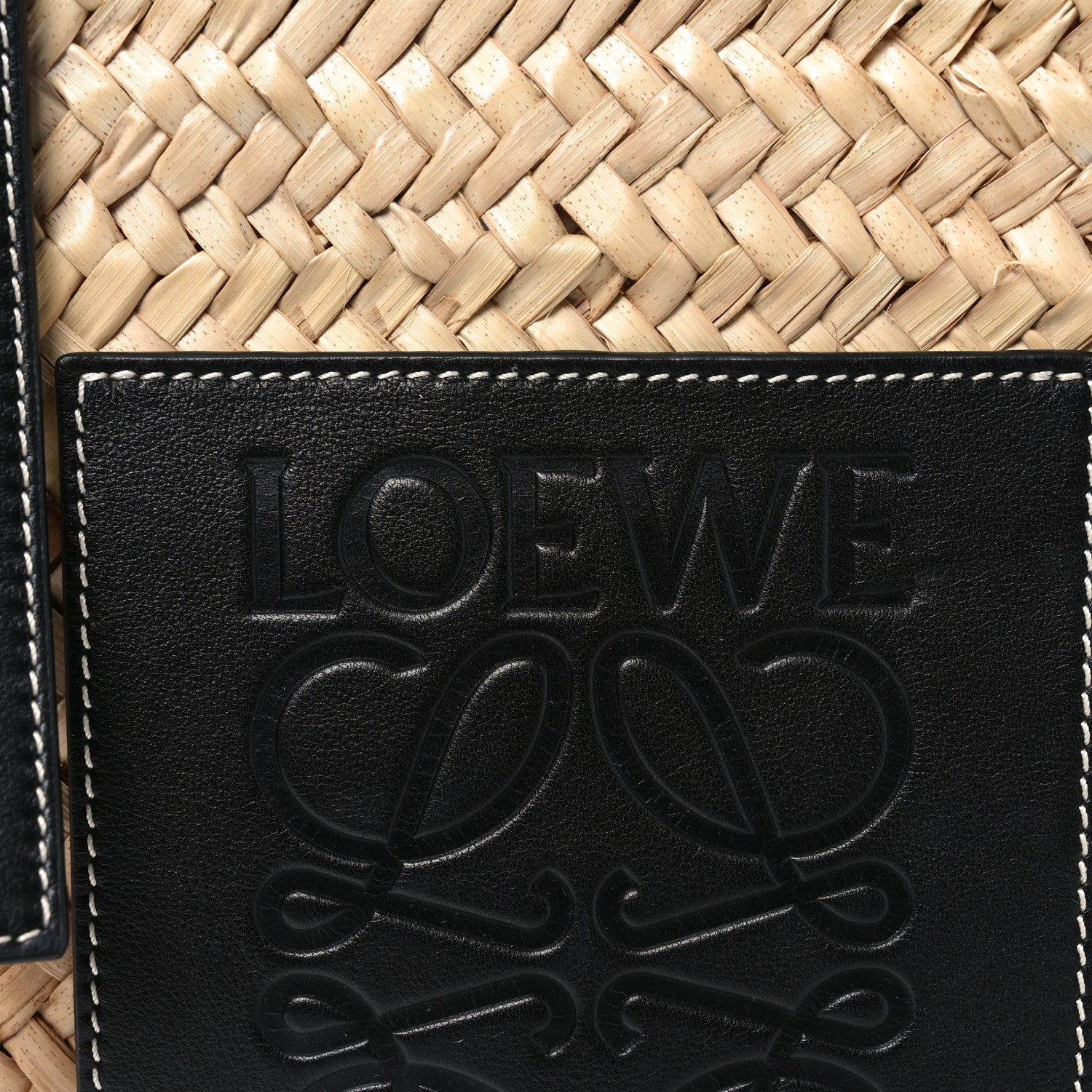 Loewe Raffia Basket Tote Bag Natural Black 7 of 11