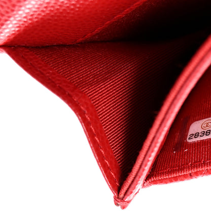 Chanel Caviar Quilted Flap Card Holder Wallet Red 8 of 9