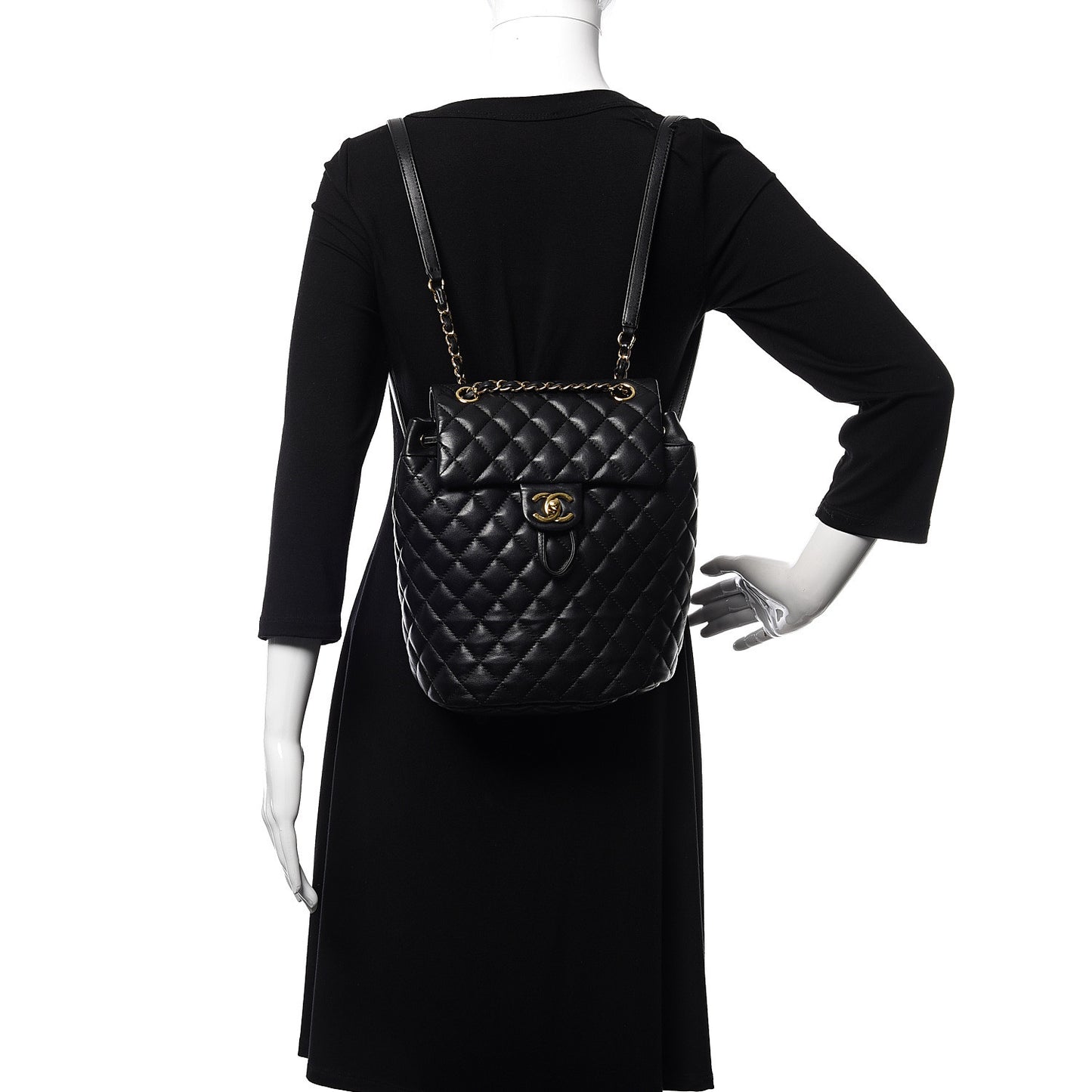 Lambskin Quilted Small Urban Spirit Backpack Black
