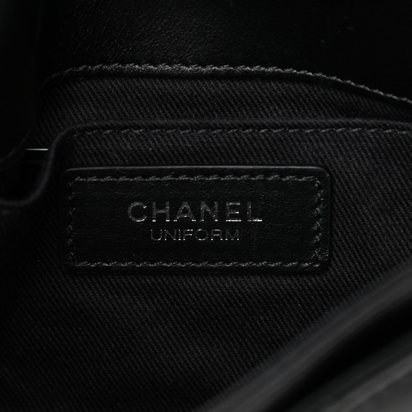 Calfskin Quilted CC Uniform Flap Belt Bag Black