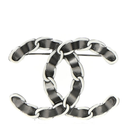 Chanel Lambskin Chain CC Brooch Ruthenium White 1 of 5