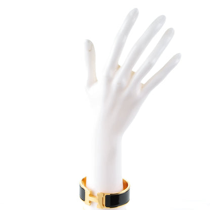 Hermes Enamel Wide Clic Clac H Bracelet GM Black 2 of 5