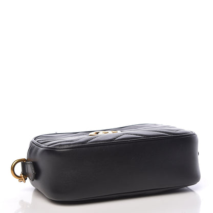Gucci Calfskin Matelasse Mini GG Marmont Chain Shoulder Bag Black 4 of 11