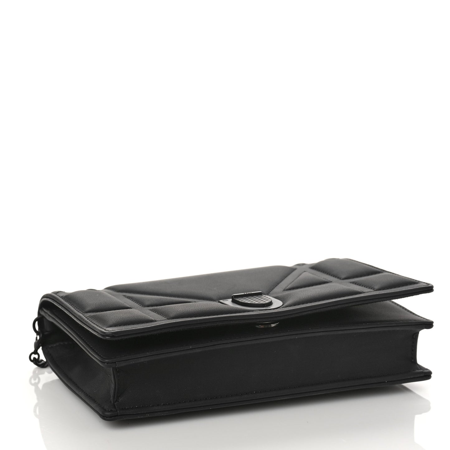 Ultra Matte Calfskin Diorama Wallet on Chain Pouch Black
