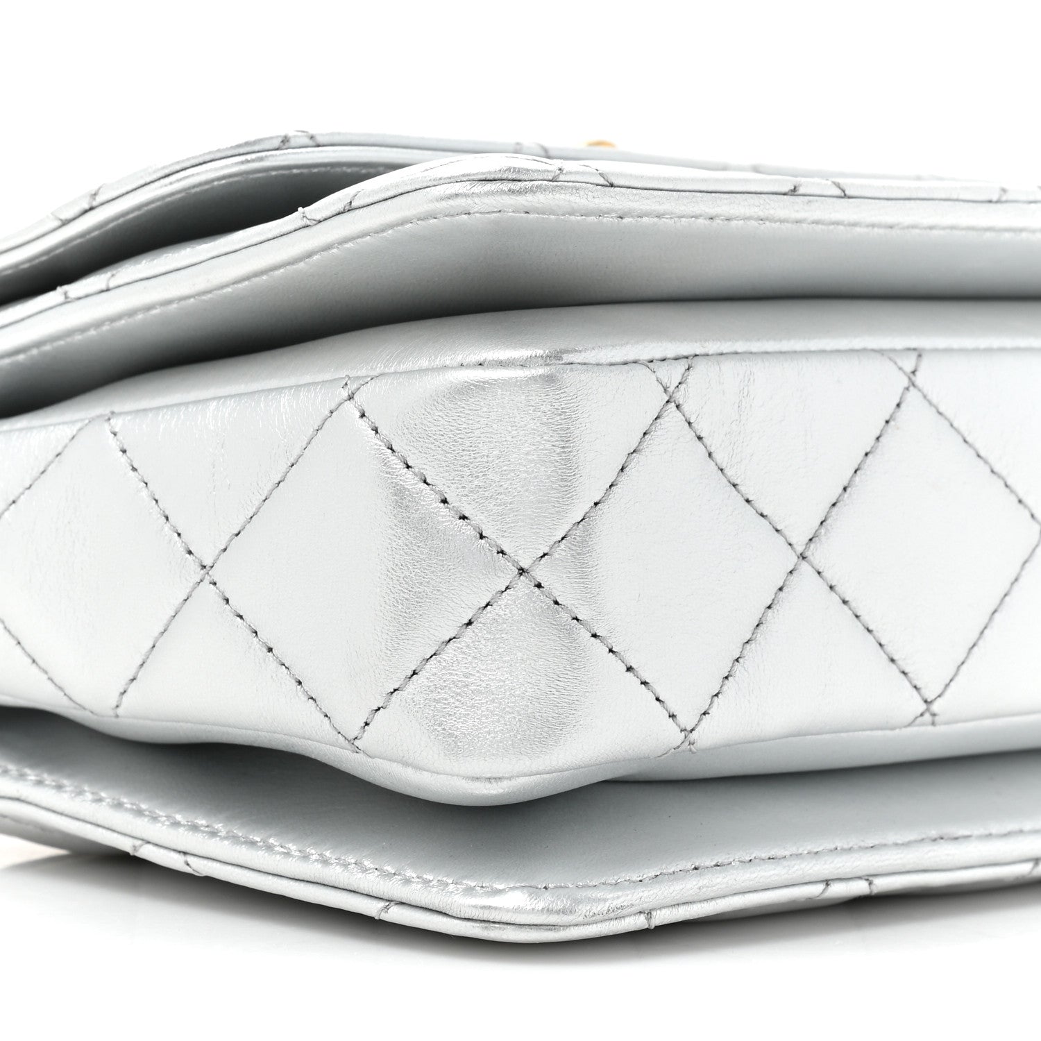 Chanel Metallic Calfskin Quilted Mini Metal Top Handle Flap Silver 9 of 9