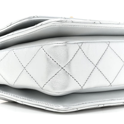 Chanel Metallic Calfskin Quilted Mini Metal Top Handle Flap Silver 9 of 9