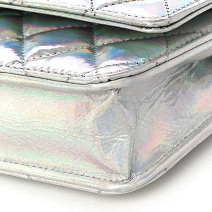 Chanel Iridescent Goatskin Quilted Wallet On Chain WOC Silver 11 of 11
