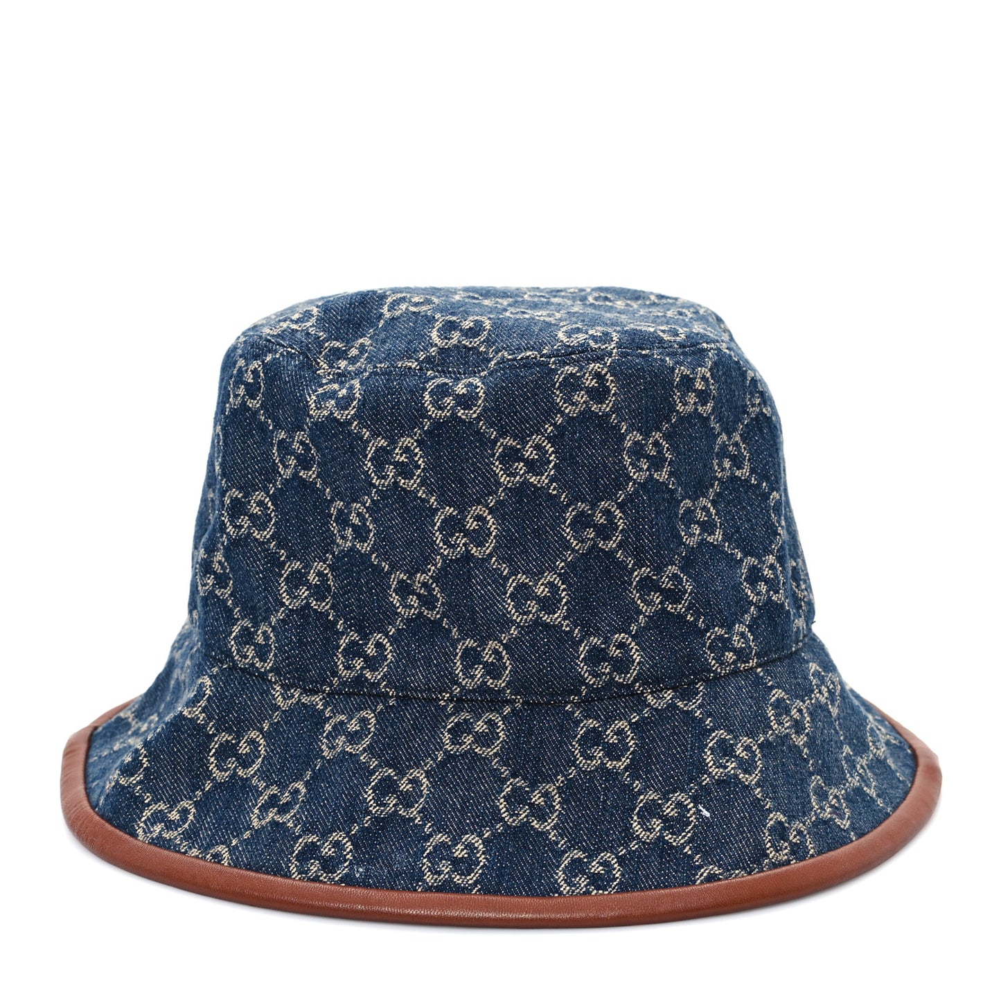 Washed Jacquard Denim Nappa GG Monogram Oscar Bucket Hat L Denim Cuir