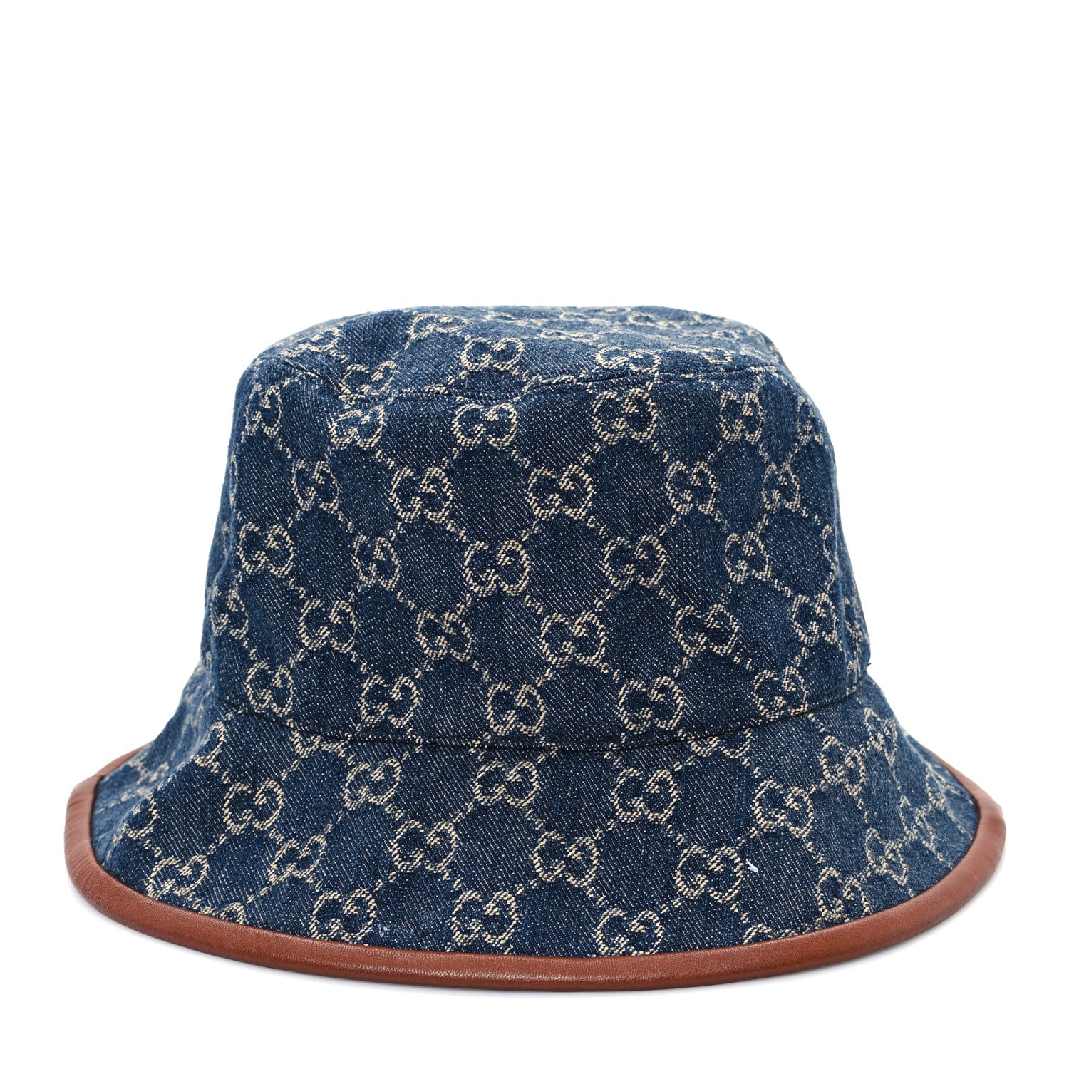 Gucci Washed Jacquard Denim Nappa GG Monogram Oscar Bucket Hat L Denim Cuir 6 of 10