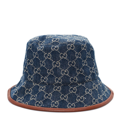 Gucci Washed Jacquard Denim Nappa GG Monogram Oscar Bucket Hat L Denim Cuir 6 of 10