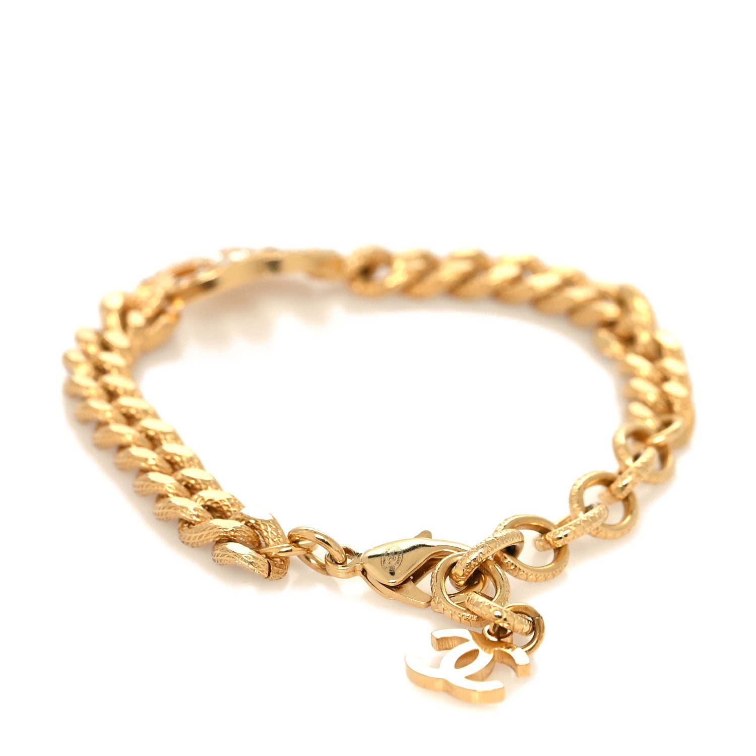 Chanel Crystal CC Chain Link Bracelet Gold 3 of 5