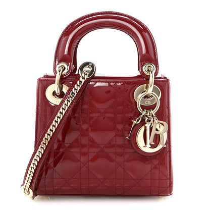 Christian Dior Patent Cannage Mini Lady Dior Red 1 of 9