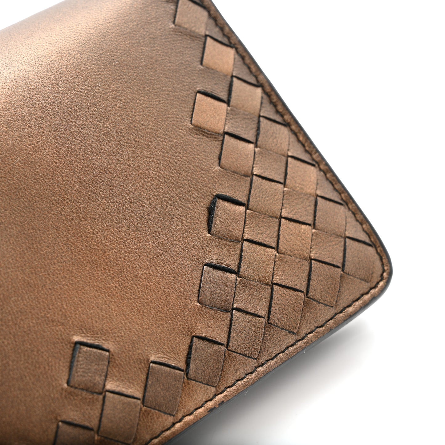 Metallic Nappa Intrecciato Continental Wallet on Chain Dark Copper