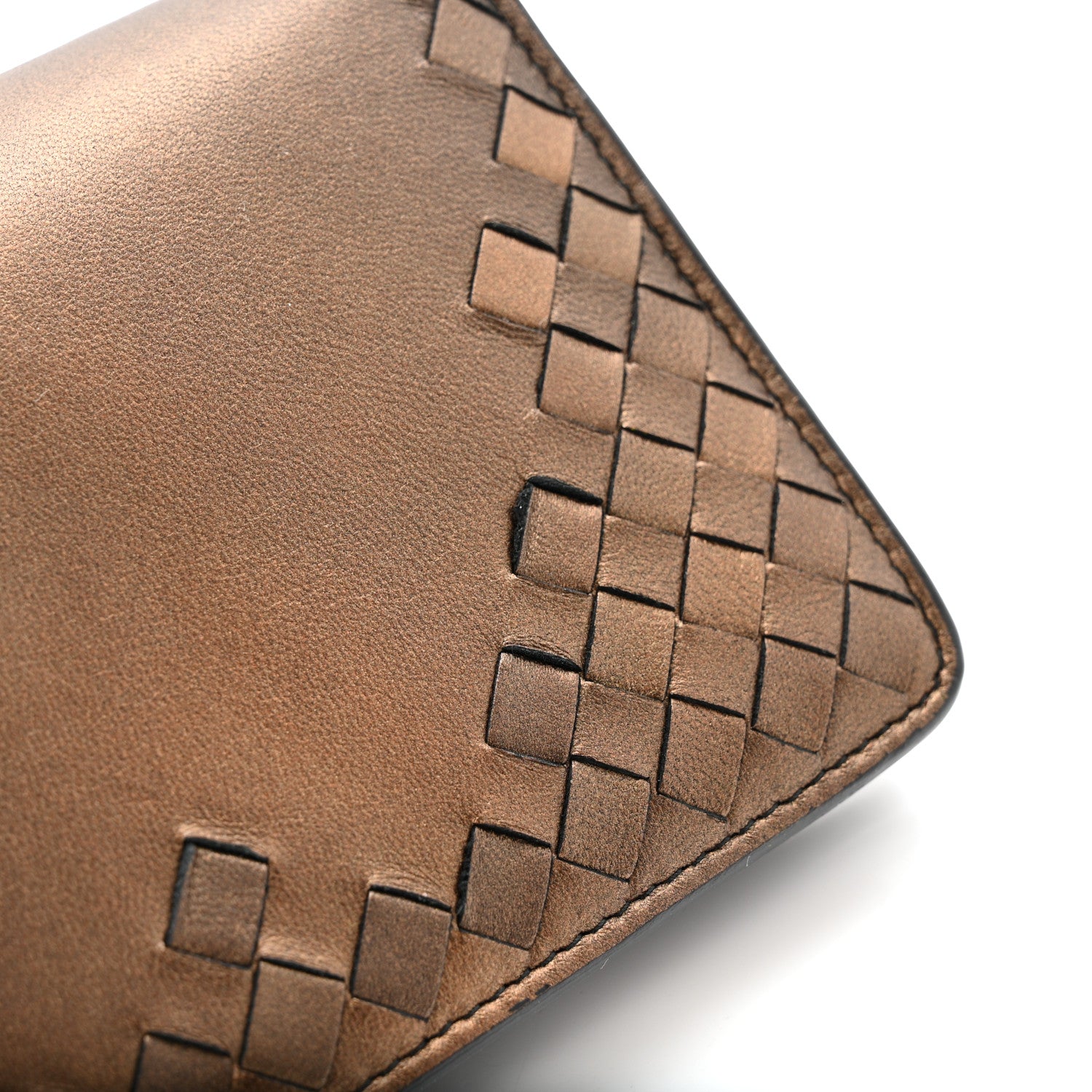 Bottega Veneta Metallic Nappa Intrecciato Continental Wallet on Chain Dark Copper 12 of 14