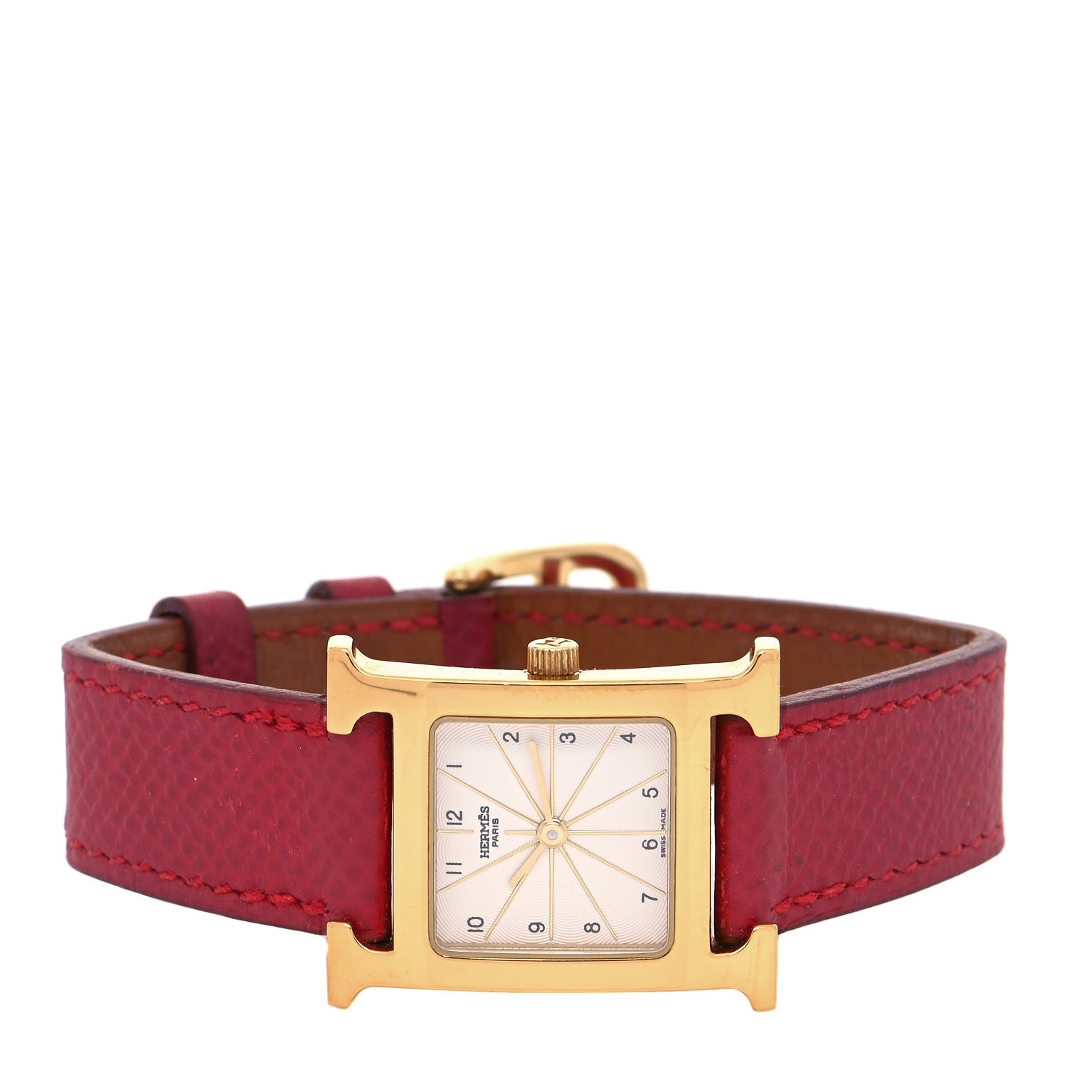 Hermes Stainless Steel Epsom 21mm Heure H Hour Quartz Watch Rouge 2 of 4