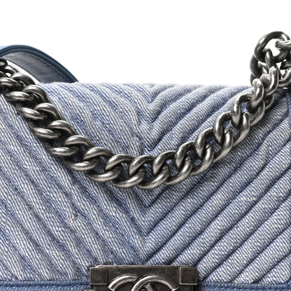 Chanel Denim Chevron Small Boy Flap Light Blue 8 of 10