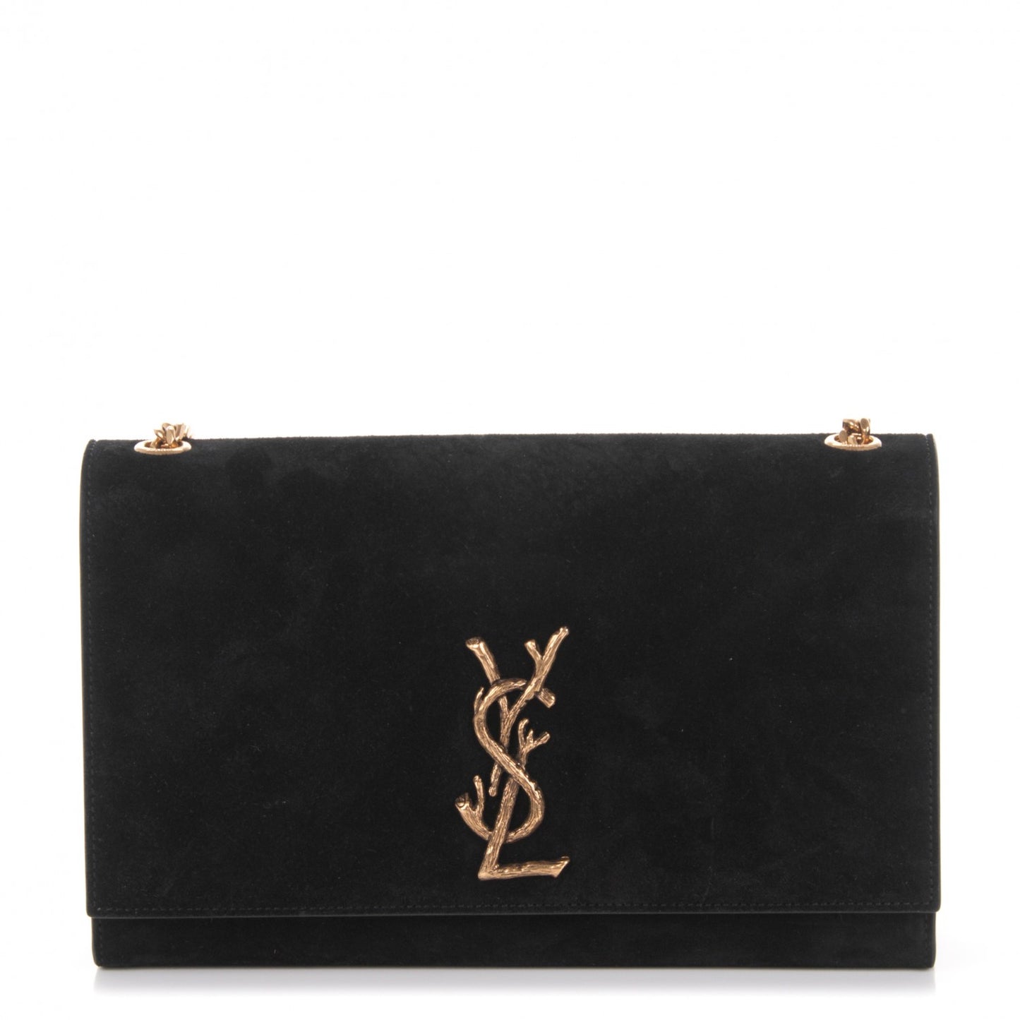 Suede Medium Classic Monogram Kate Satchel Black
