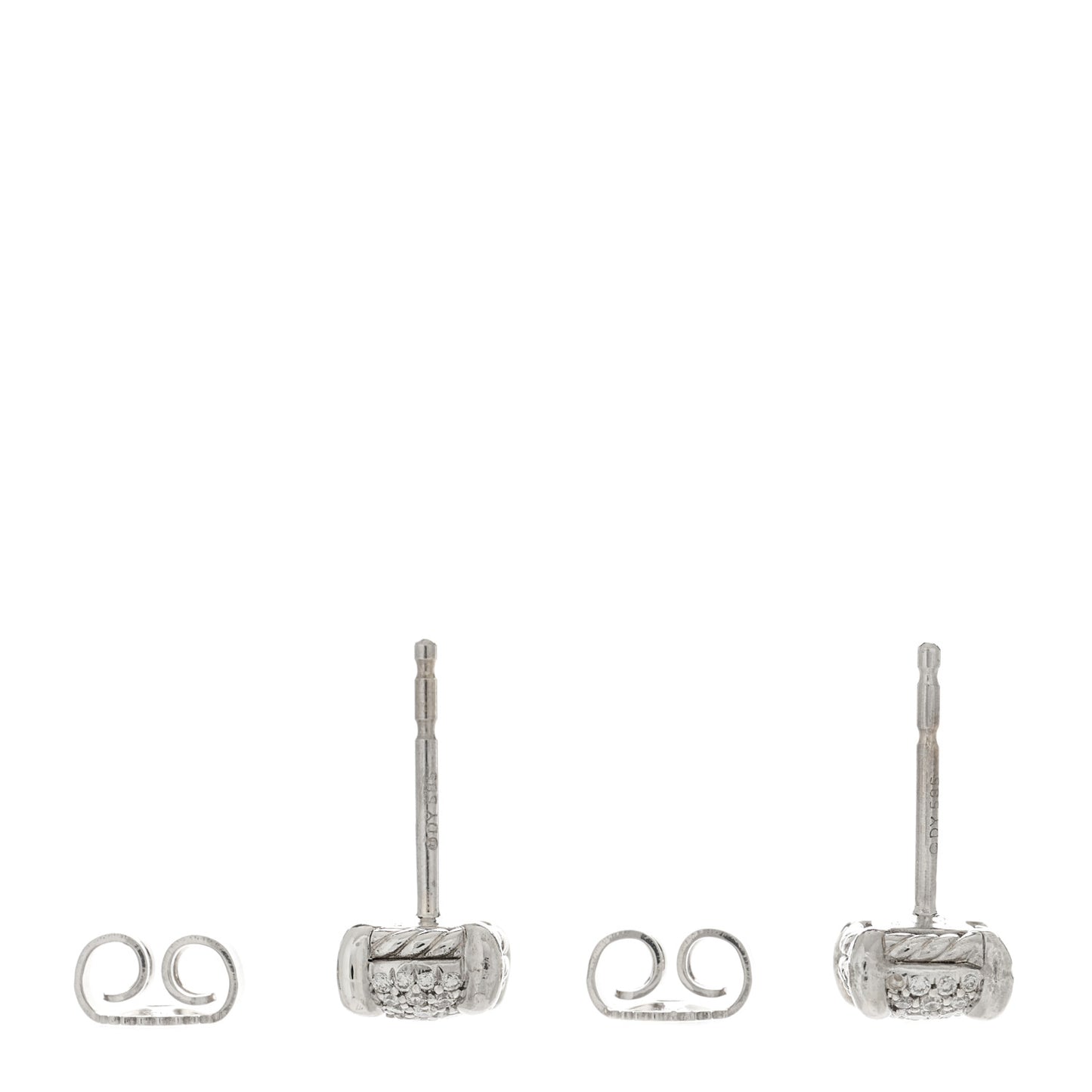 Sterling Silver Diamond 6.5mm Chatelaine Stud Earrings