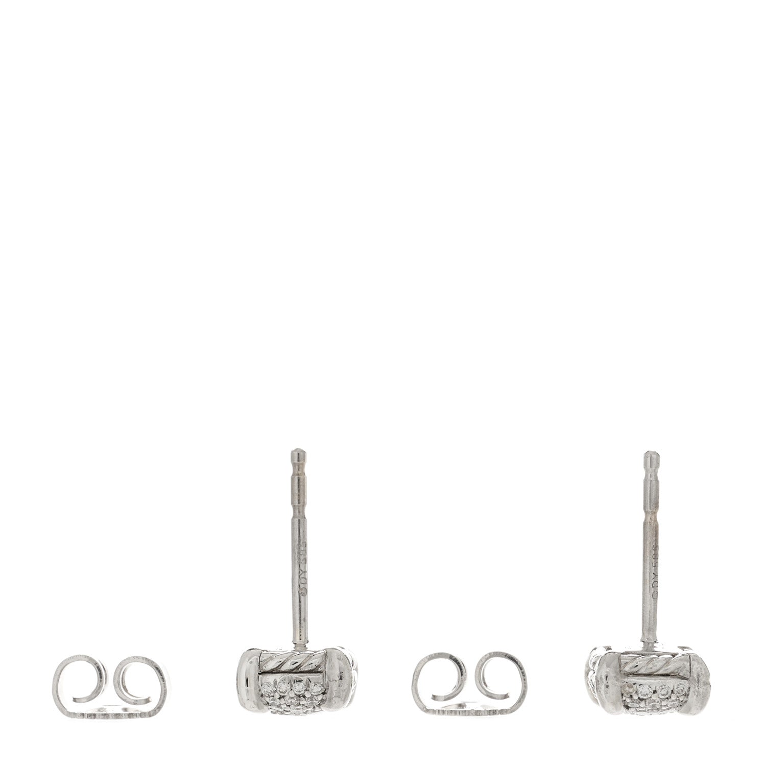 David Yurman Sterling Silver Diamond 6.5mm Chatelaine Stud Earrings 3 of 4
