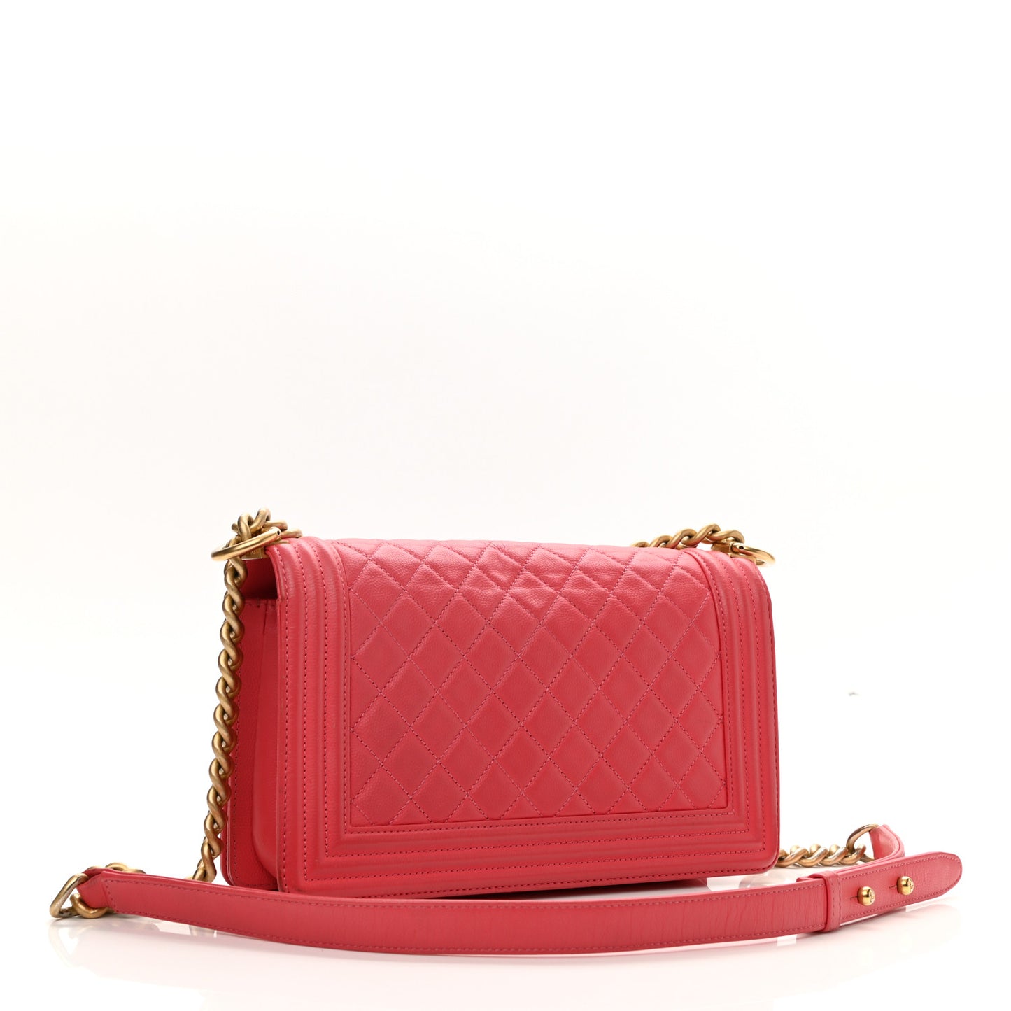 Caviar Quilted Medium Boy Flap Light Red