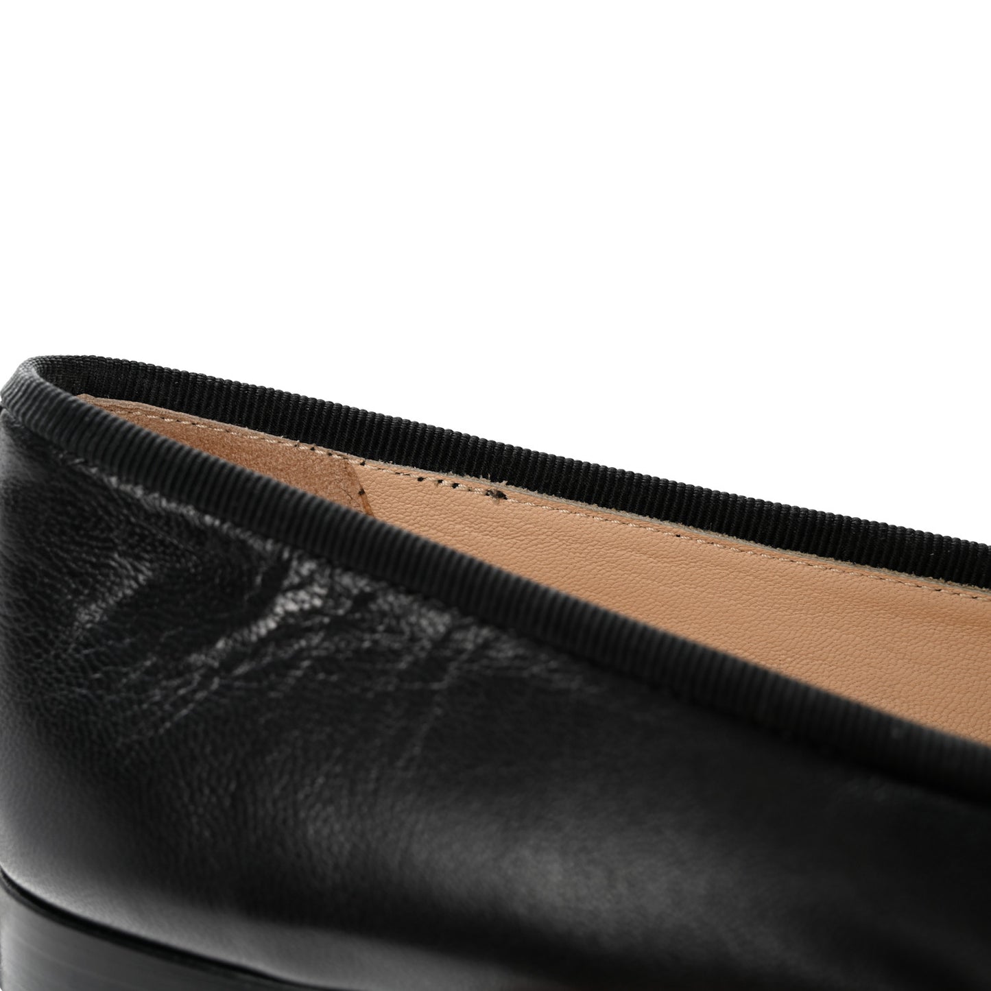 Lambskin Patent CC Cap Toe Ballerina Flats 35.5 Black