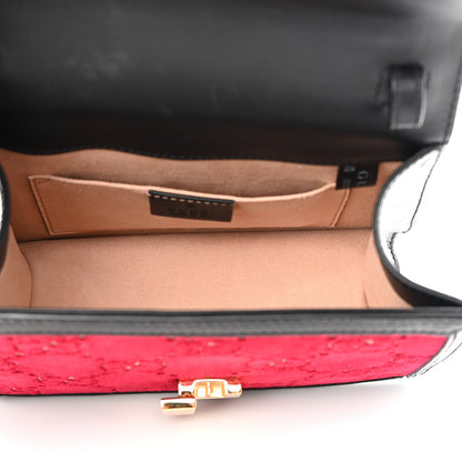 Gucci Velvet GG Monogram Mini Sylvie Top Handle Bag Red Cipria Black 5 of 10