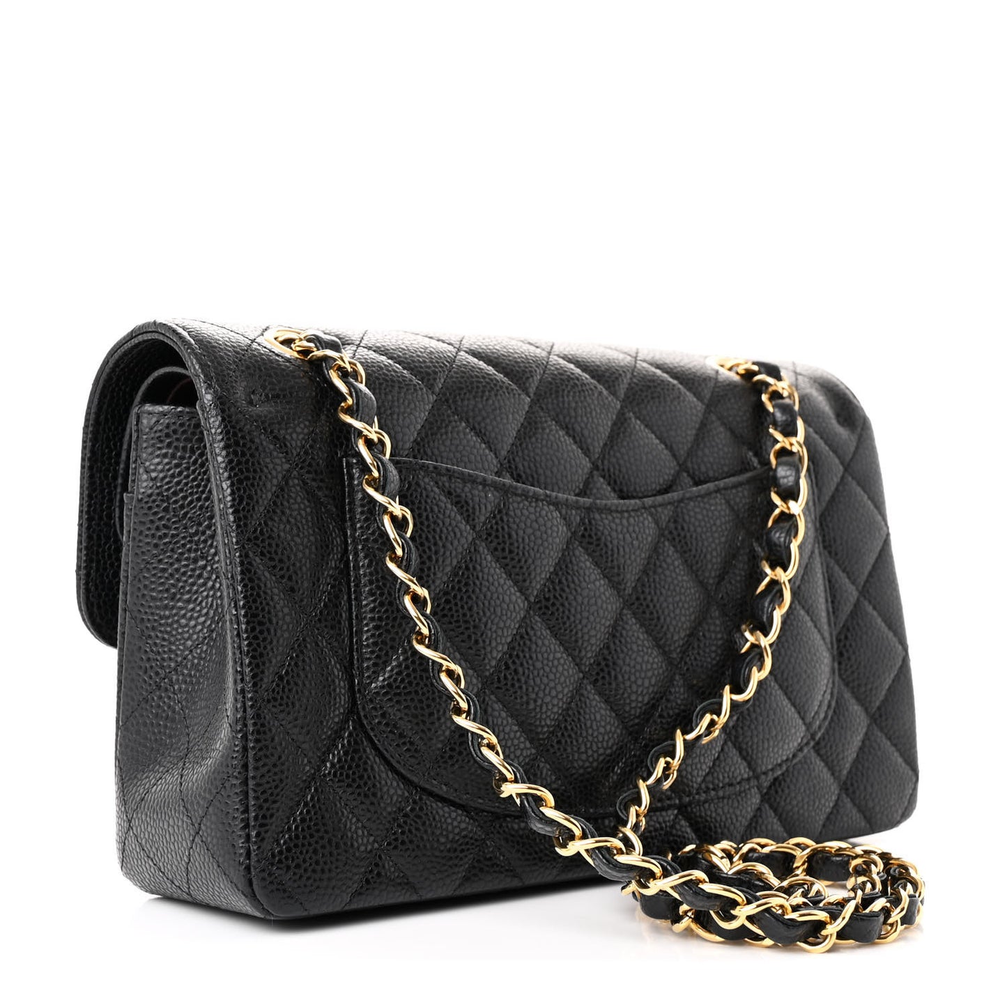 Caviar Quilted Small Double Flap Black