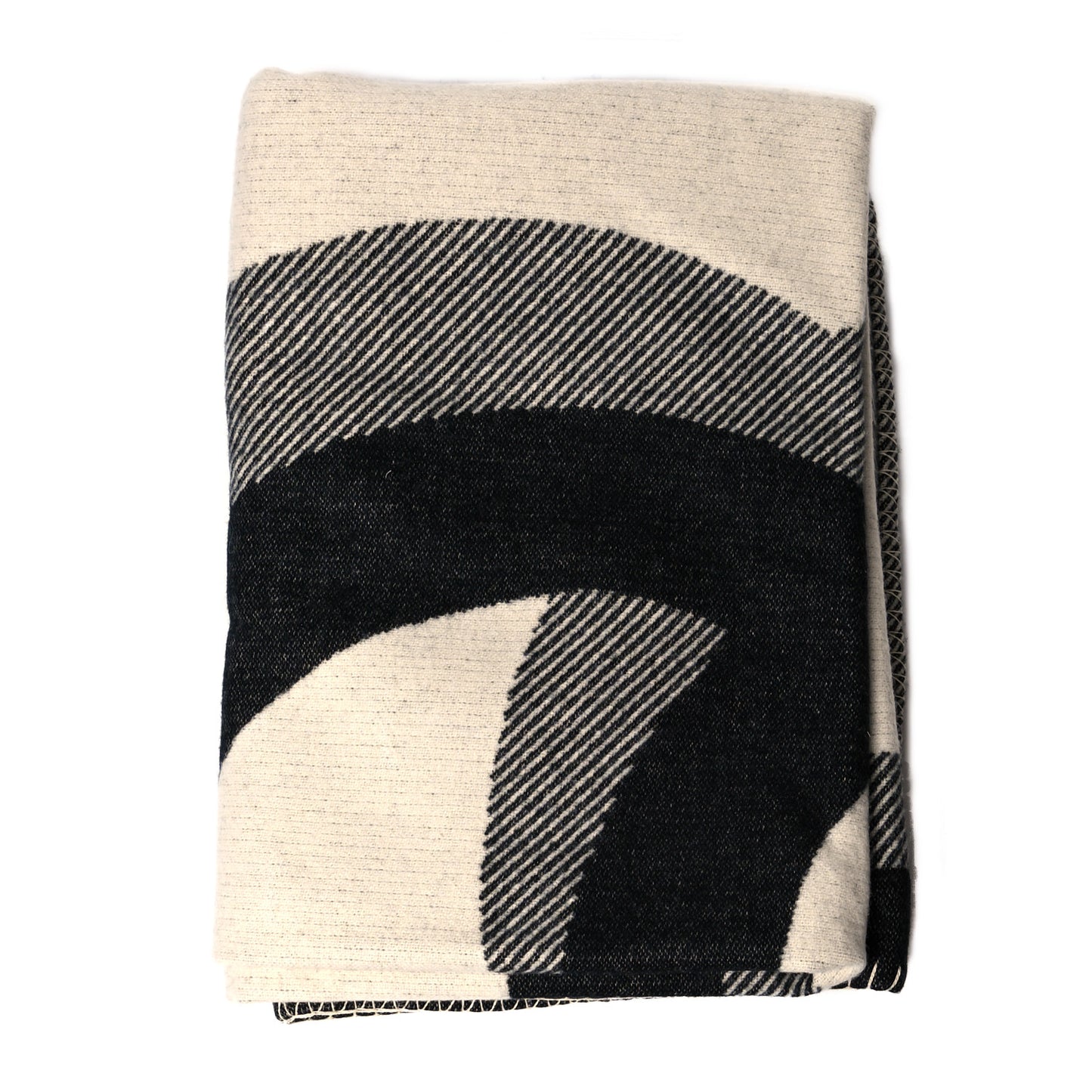 Merino Wool Cashmere CC Throw Blanket Black Beige