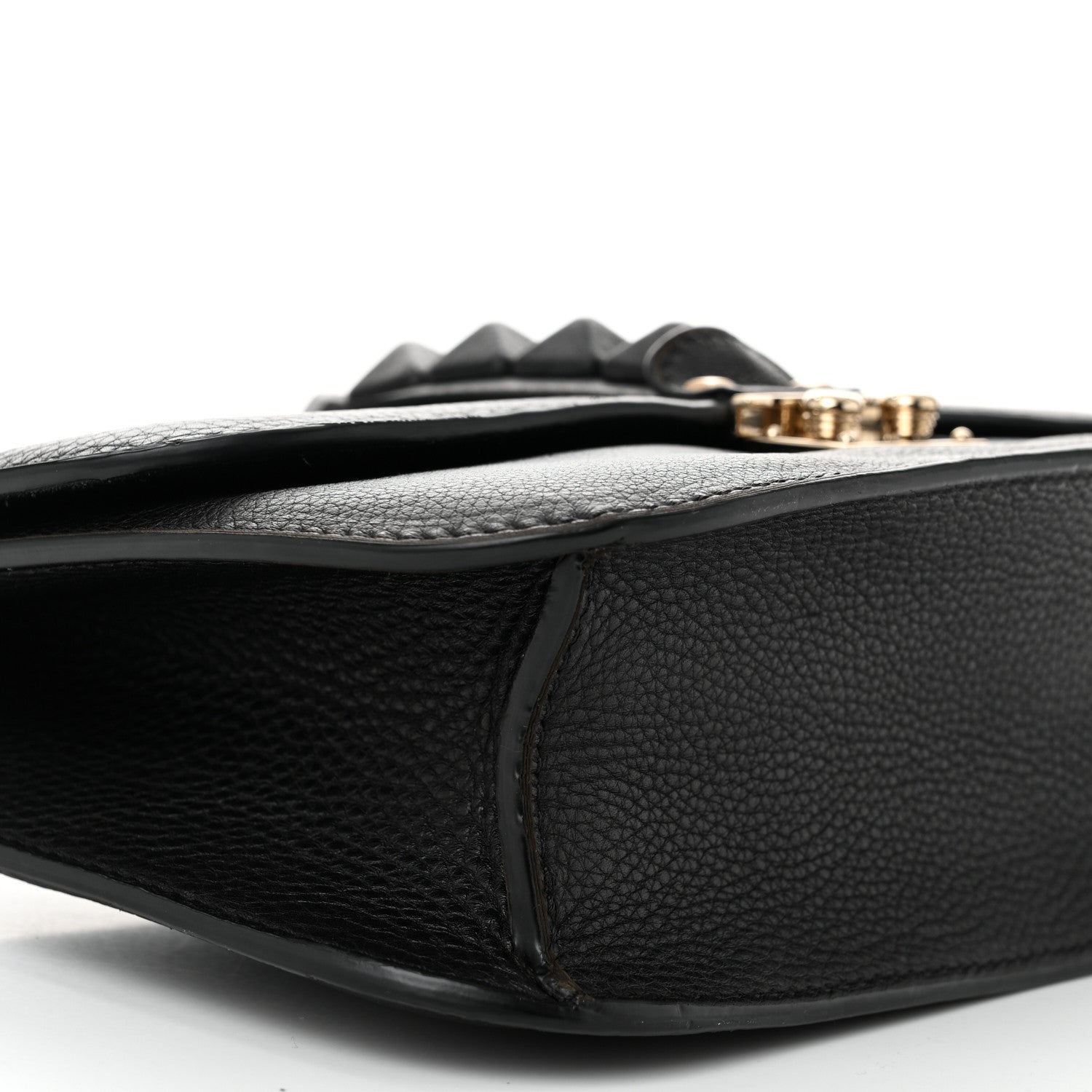 Valentino Garavani Pebbled Calfskin Monochrome Medium Glam Lock Rockstud Flap Black 8 of 9