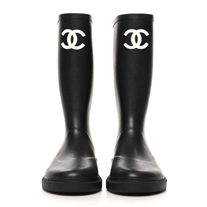 Chanel Caoutchouk CC High Boots 37 Black 3 of 8