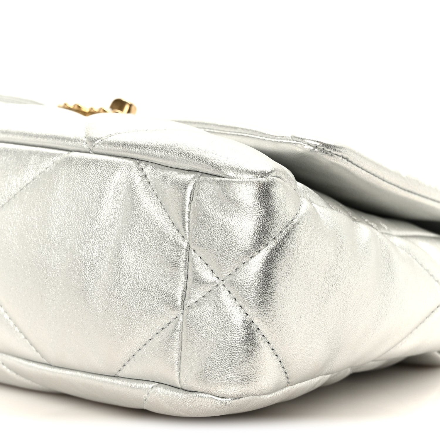 Chanel Metallic Lambskin Quilted Medium Chanel 19 Flap Silver 10 of 10
