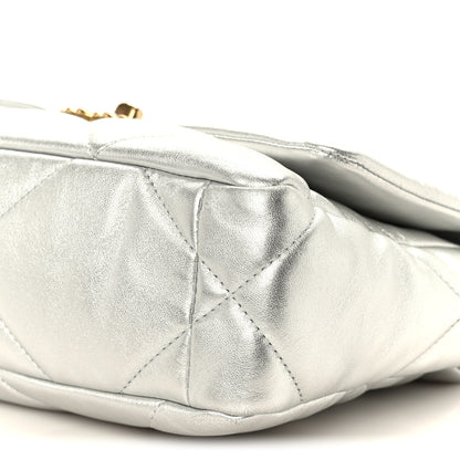 Chanel Metallic Lambskin Quilted Medium Chanel 19 Flap Silver 10 of 10