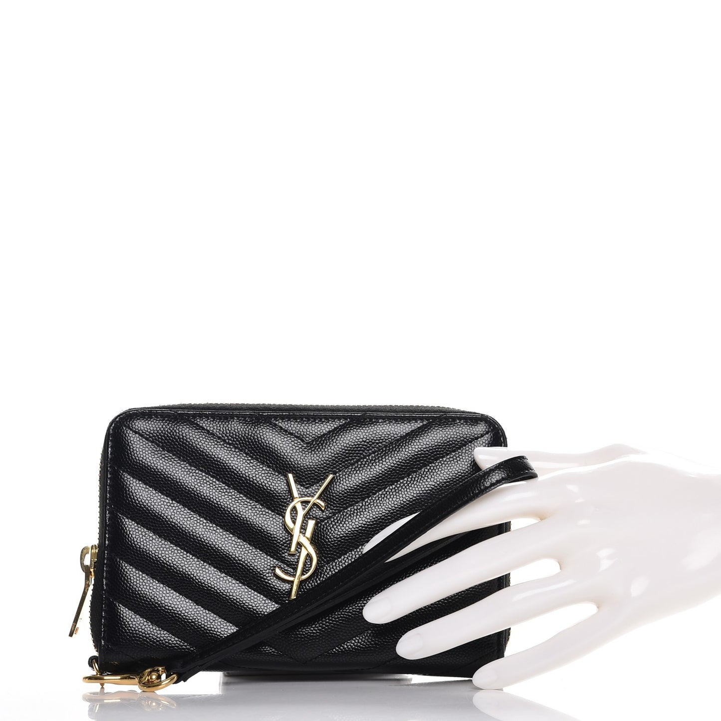 Grain De Poudre Matelasse Chevron Monogram Phone Wallet Black