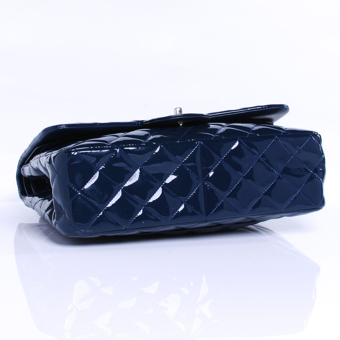 Patent Jumbo Double Flap Navy Blue
