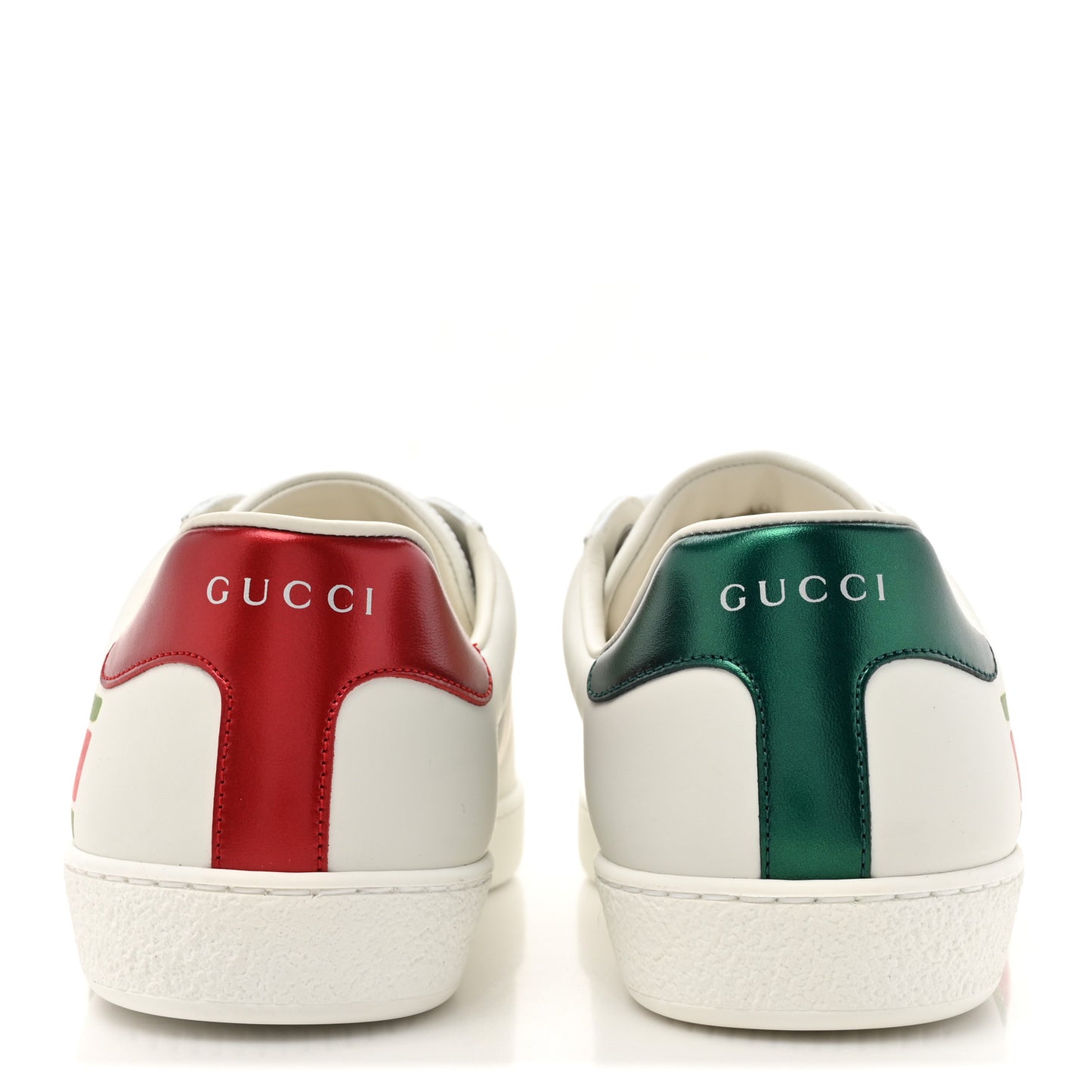 Calfskin Interlocking G Mens New Ace Sneakers 10.5 White Red Flame Green