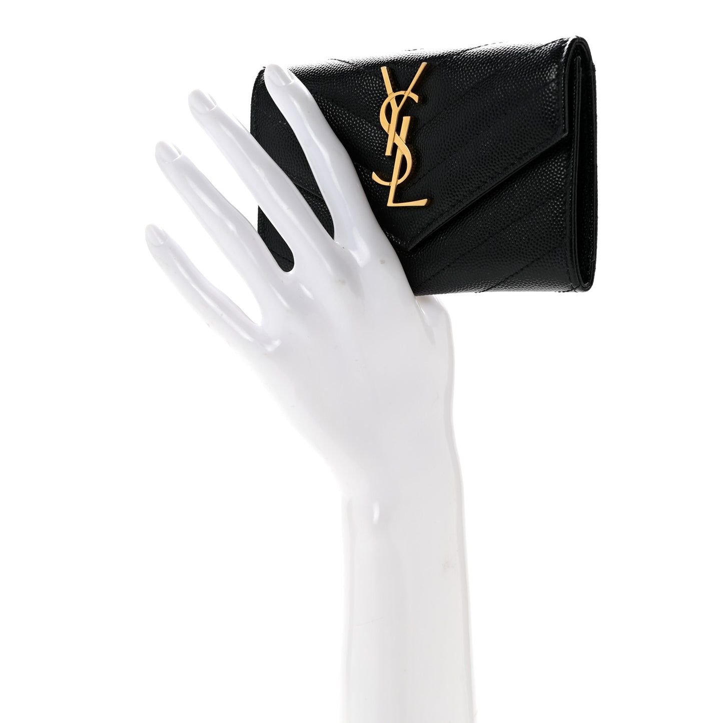 Grain De Poudre Matelasse Chevron Small Monogram Envelope Wallet Black
