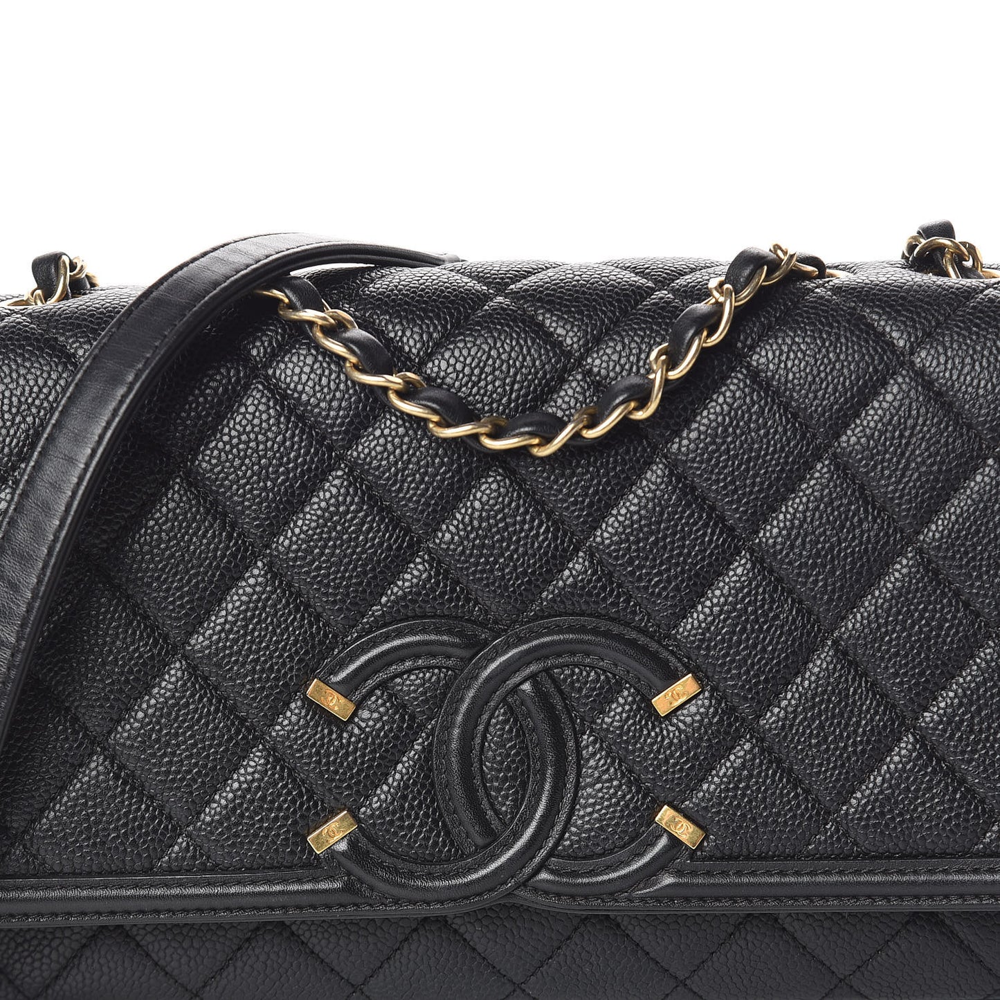 Caviar Quilted Medium CC Filigree Flap Black