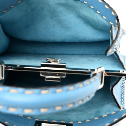 Fendi Vitello Granato Camoscio Selleria Macro Stitchings Medium Peekaboo I SEE U Satchel Turquoise 5 of 9