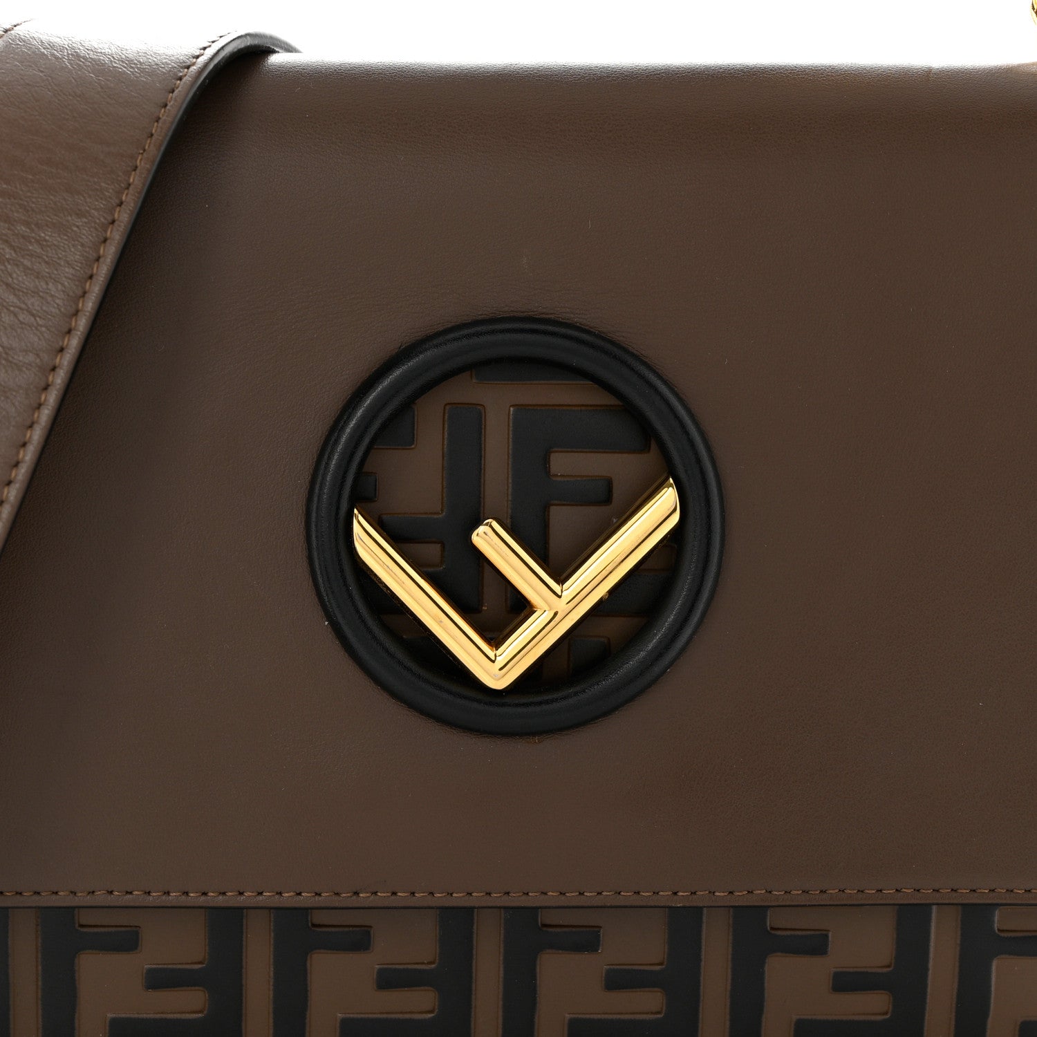 Fendi Vitello Century F is Fendi Bi-Color FF 1974 Embossed Kan I Shoulder Bag Maya Black 8 of 12