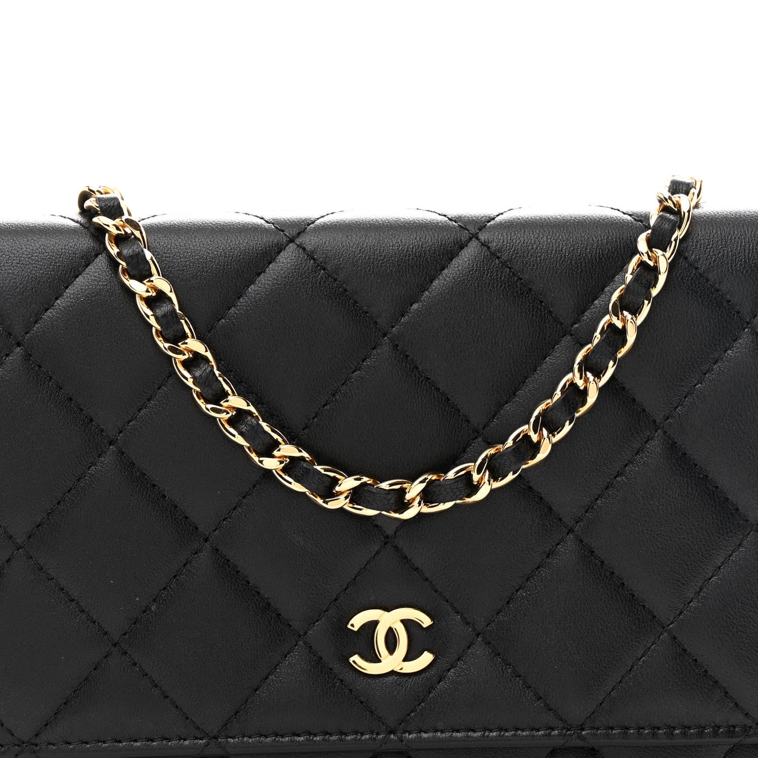 Chanel Lambskin Quilted Wallet On Chain WOC Black 8 of 11