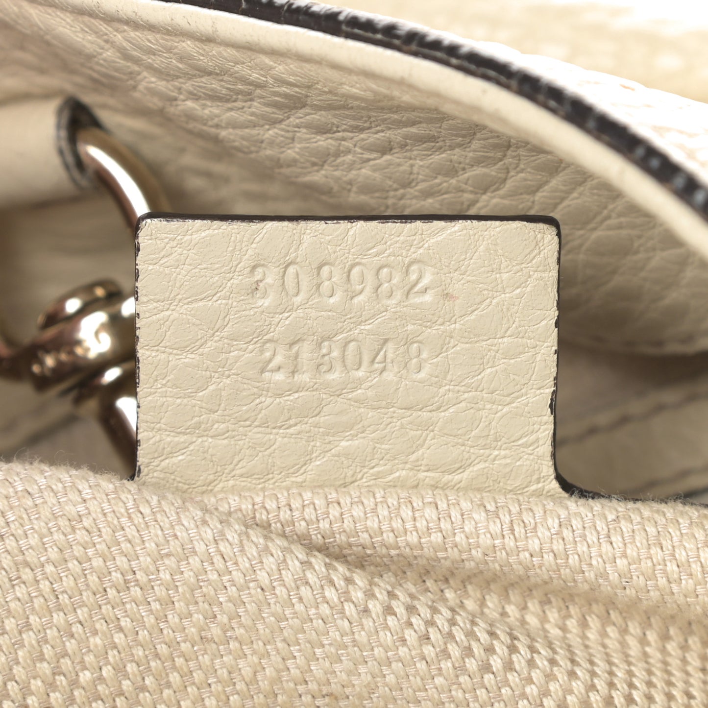 Pebbled Calfskin Medium Soho Chain Shoulder Bag Off White